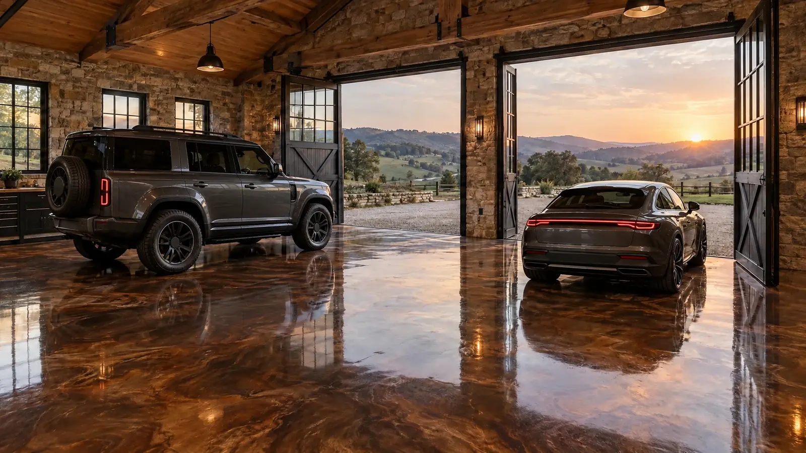 Coated garage floor in Thompson’s Station, Tennessee
