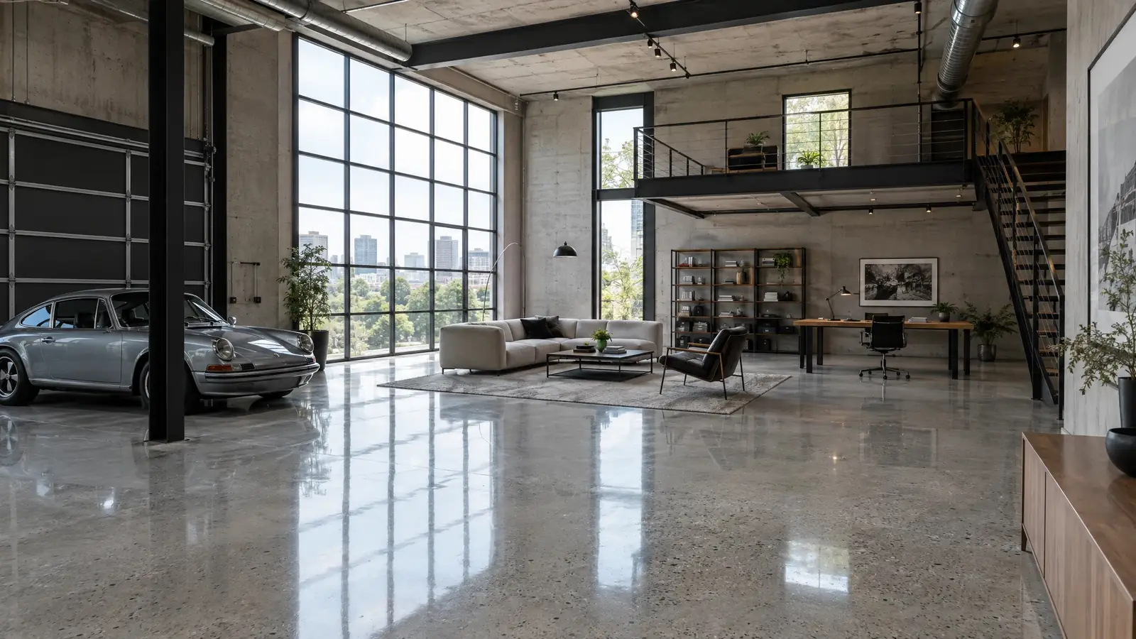 Polished Concrete garage floor finish