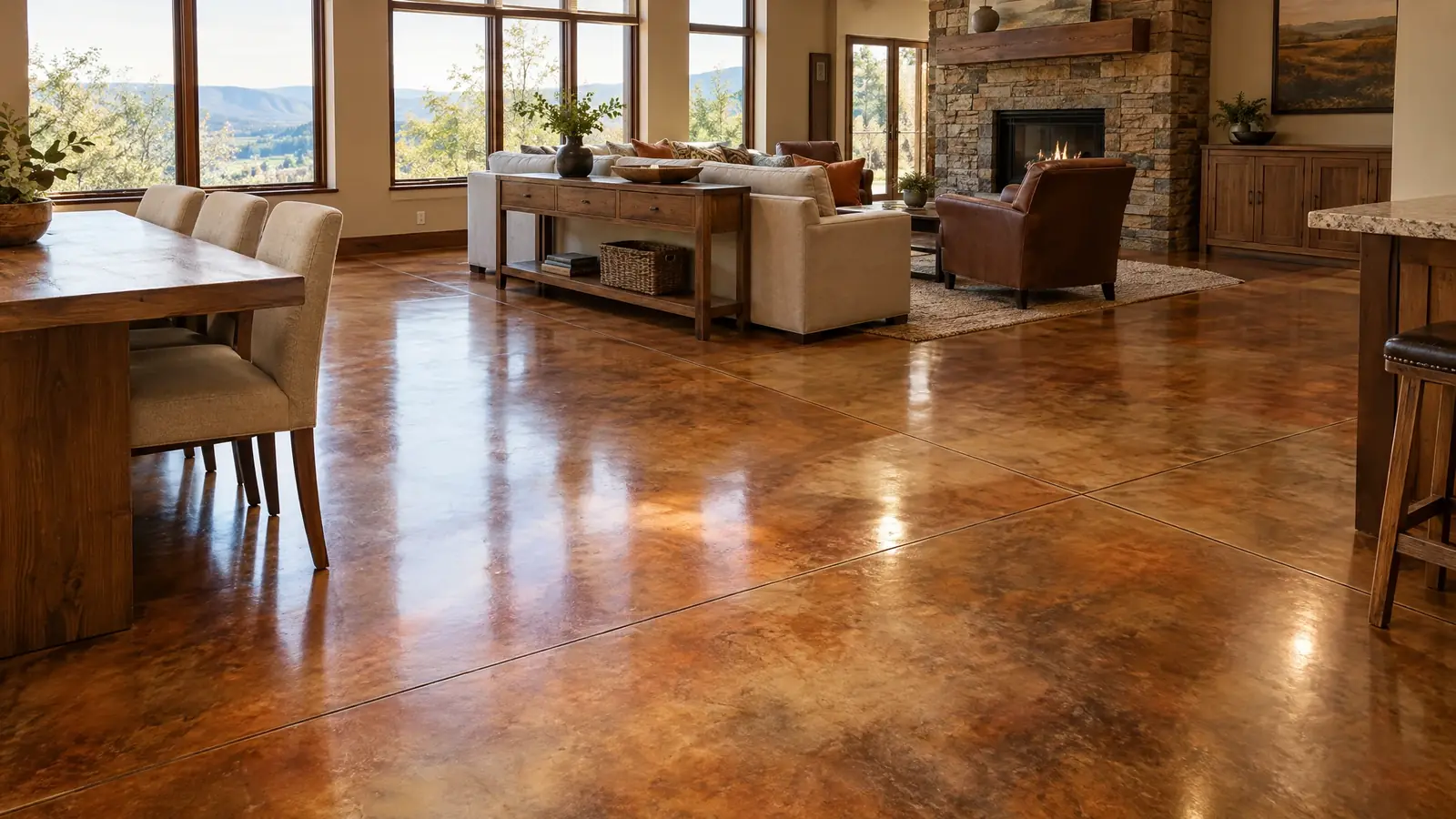 Stained Concrete garage floor finish